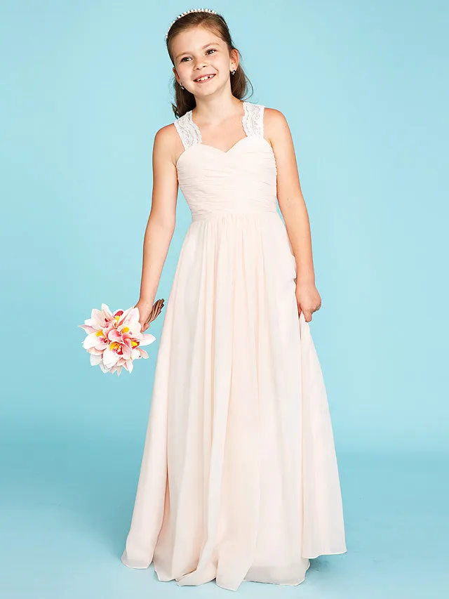 One Shoulder Chiffon and Lace Junior Bridesmaid Dresses Orange