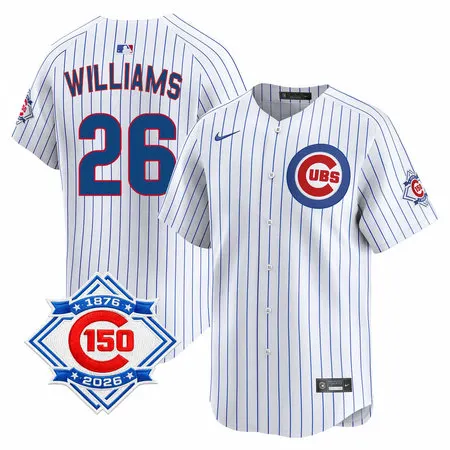 Men's Chicago Cubs #26 Billy Williams White Nike Home Vapor Limited 150th Anniversary Authentic Lettering Jersey