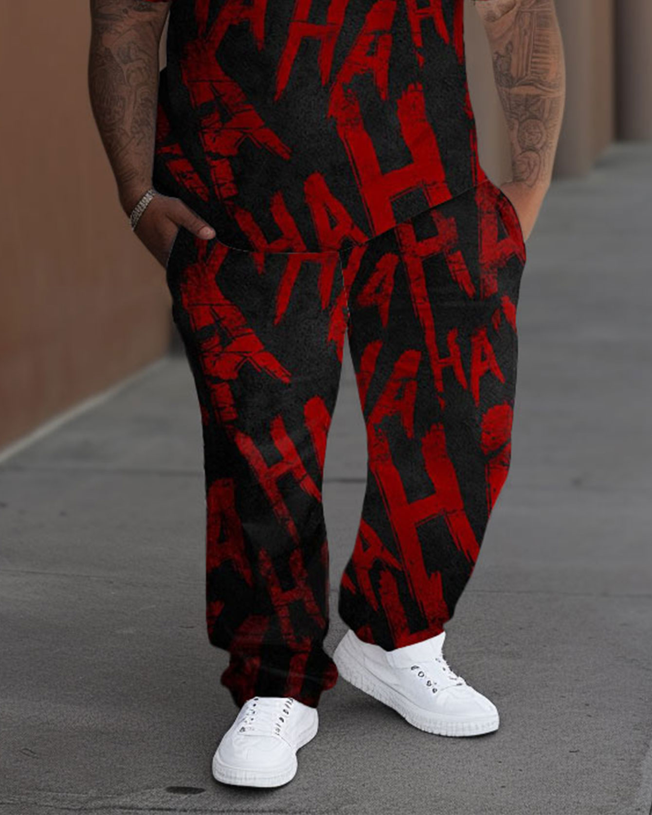 Big Men's HA Bloody Print T-Shirt Trousers Set
