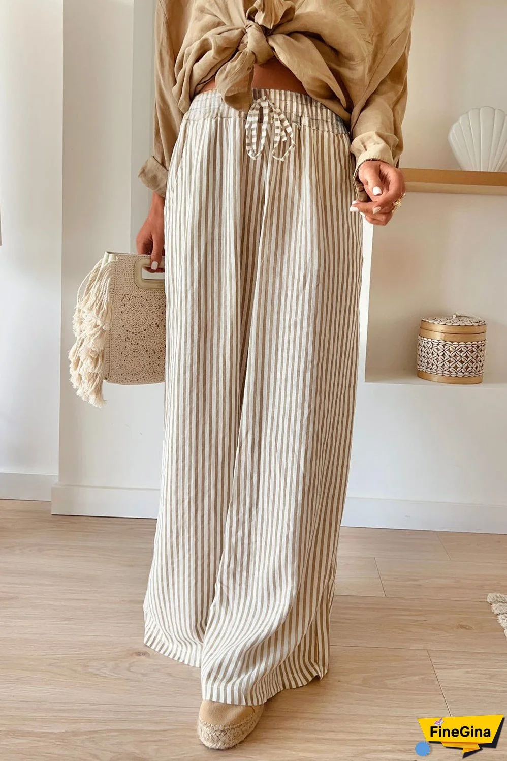 Lightweight Linen Blend Wide Leg Pants