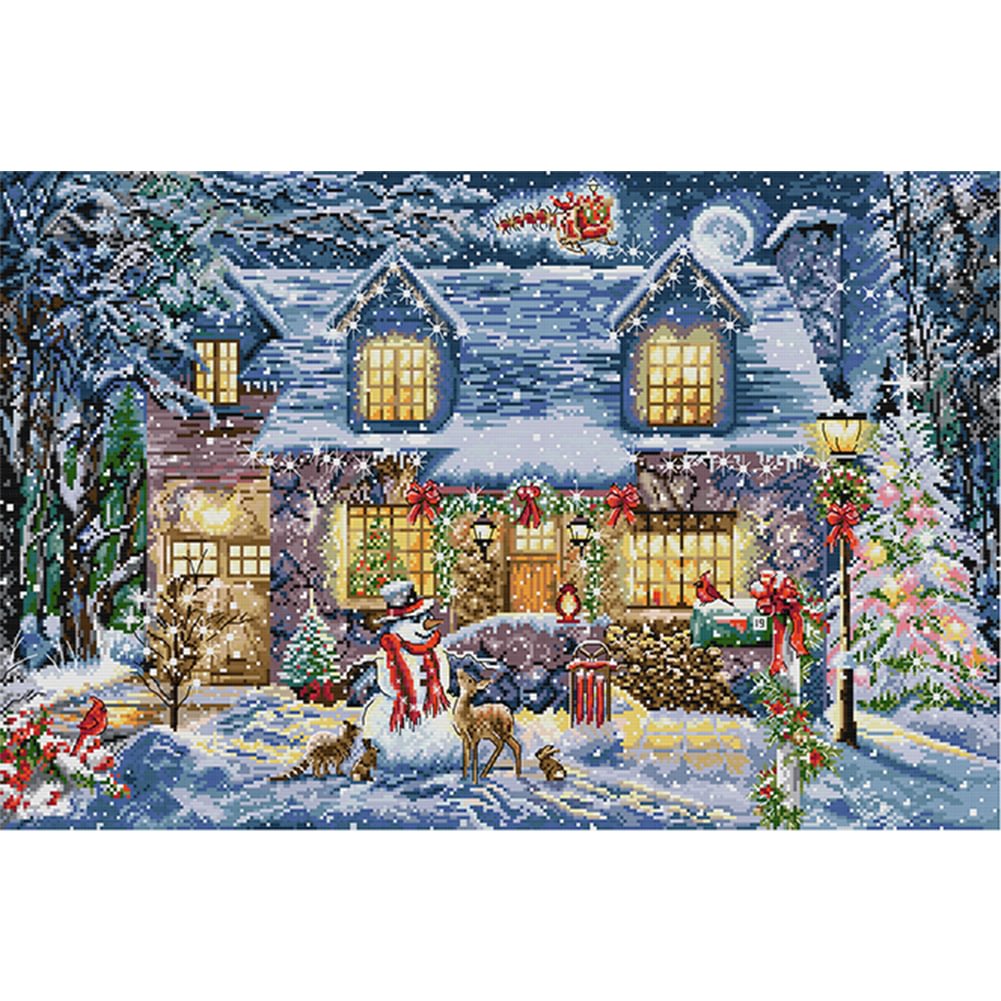 14CT Joy Sunday Counted Cross Stitch - Christmas Eve Street(62*42cm)