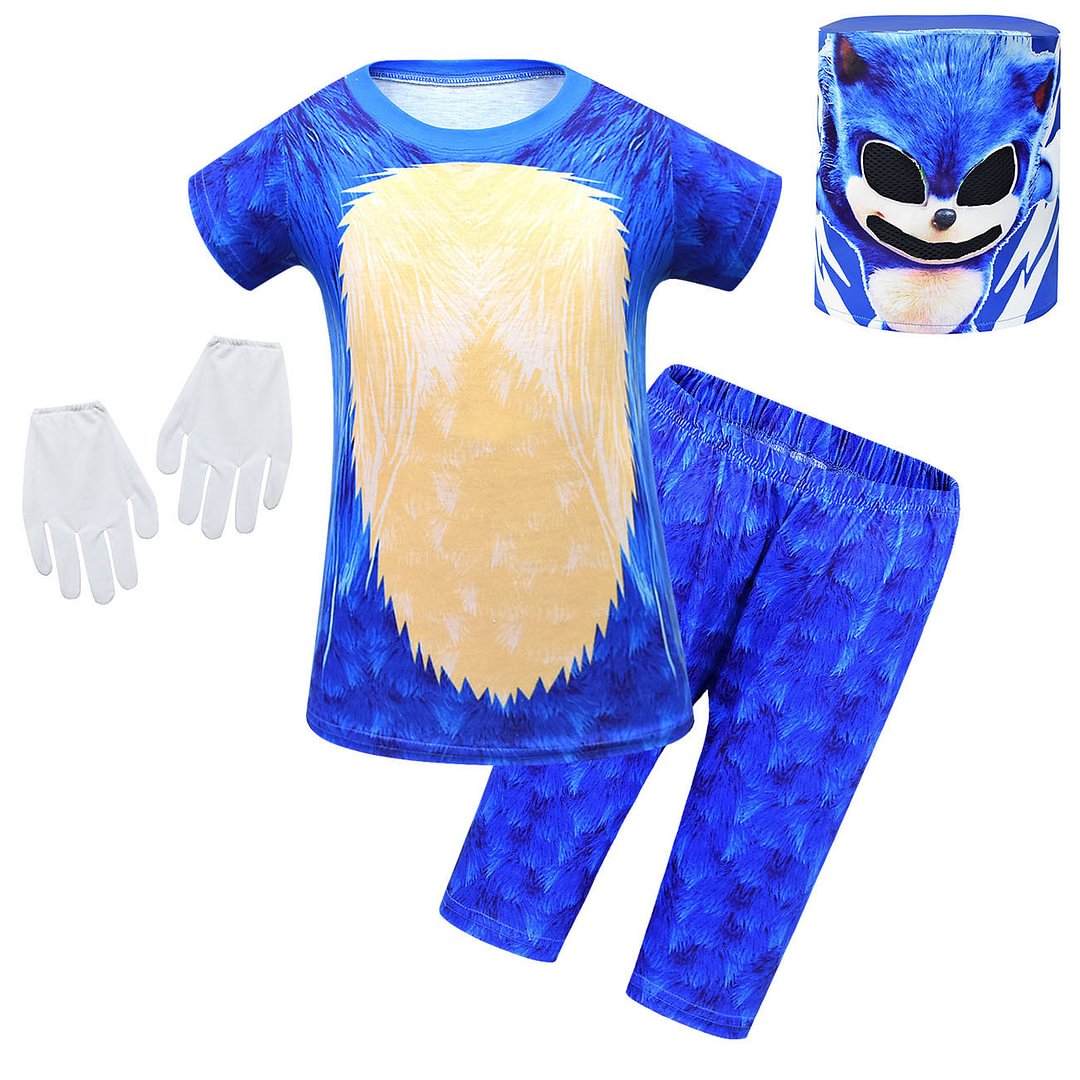 Boys Short sleeve Cartoon Pants Set Sonic the Hedgehog Print costumes Set-Pajamasbuy