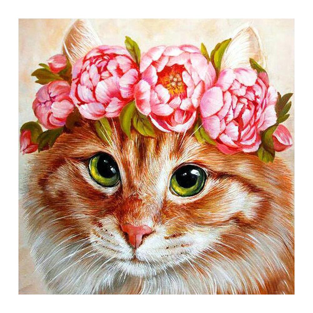 

Flowers Cat - Round Drill Diamond Painting - 30*30CM, 501 Original