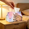 Pink Sky Twin Wolves Butterfly DIY Diamond Painting PU Tissue Holder Box
