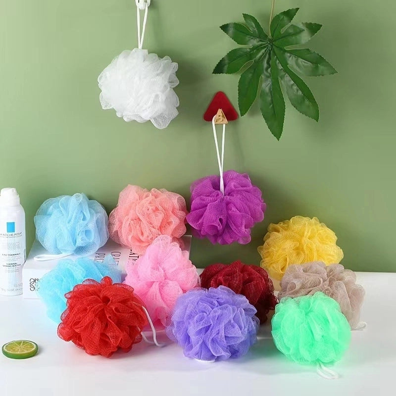 Retro Solid Color Flower Pe Bath Ball/Mesh Sponge