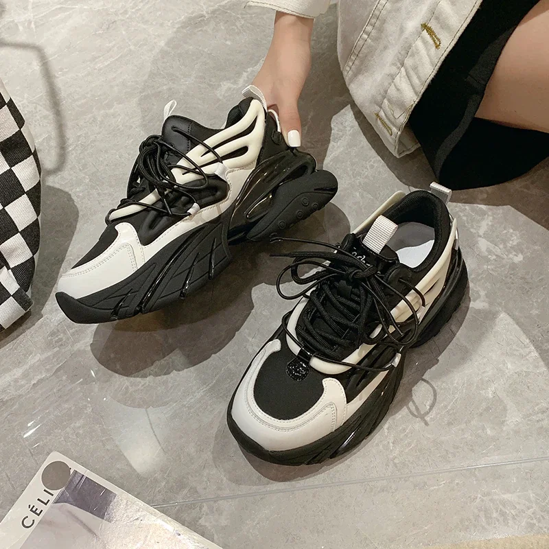 Colourp Designer Women Shoes 2022 Autumn Thick Sole Women's Chunky Sneakers Ugly Dirty Shoes Fashion Reflective Girls Sport Shoes