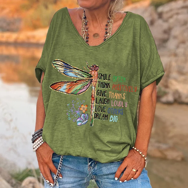 Smile Often Think Positively Print Women's T-shirt