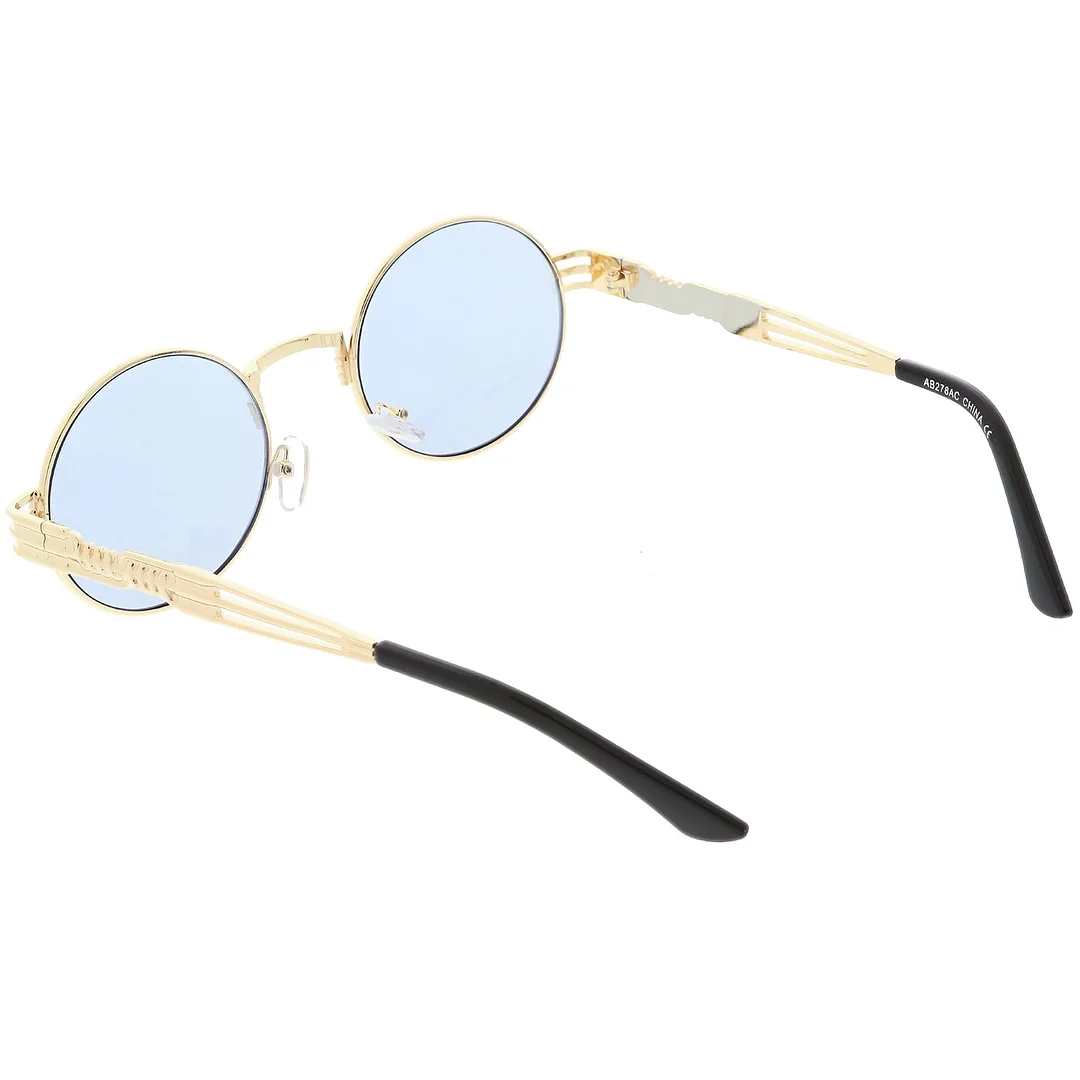 Steampunk Inspired Oval glasses Unique Engraved Metal Detail Color Tinted Lens 60mm