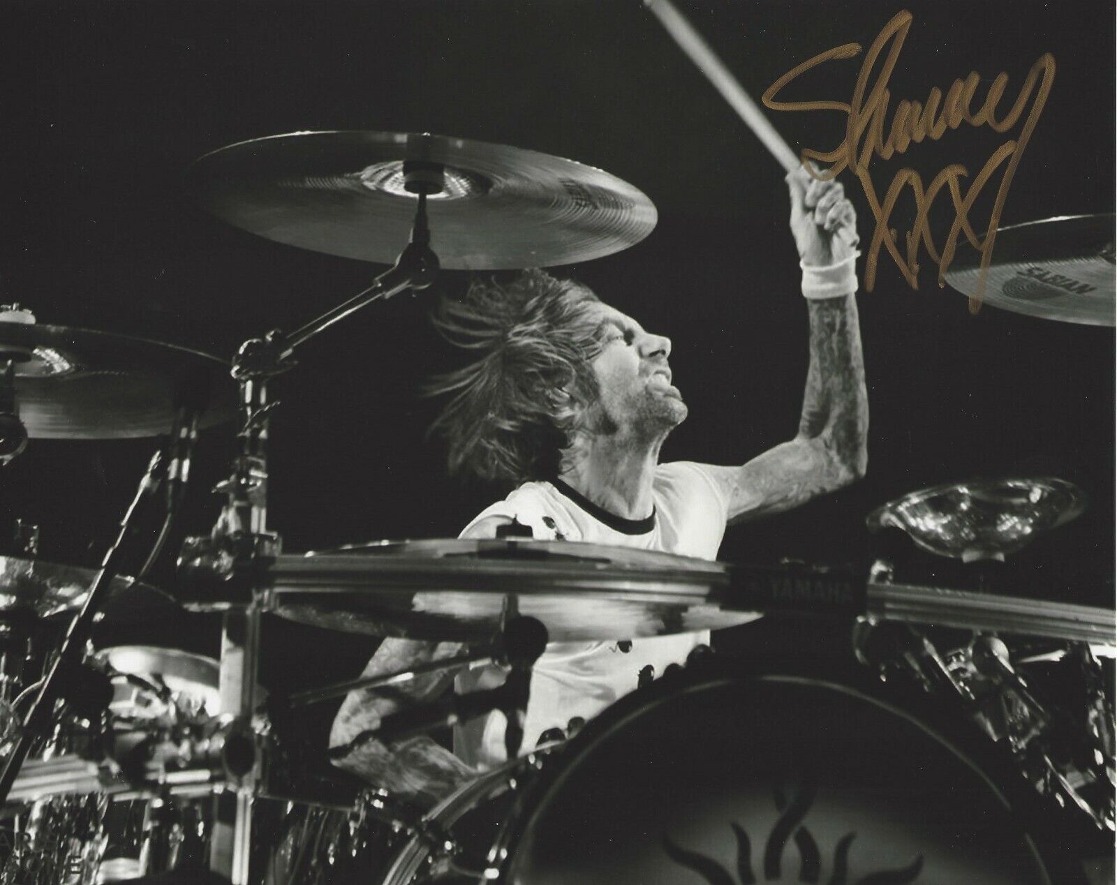 SHANNON LARKIN - GODSMACK DRUMMER - SIGNED AUTHENTIC 8x10 Photo Poster painting C w/COA DRUMS