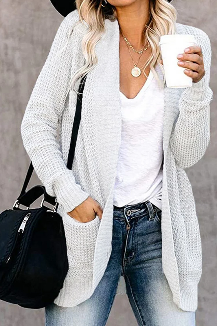 Casual Solid Split Joint Cardigan Collar Tops(6 colors)