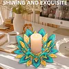 Peinture en diamant en 5D DIY d&eacute;coration de bureau en acrylique, bougeoirs fleurs, brise-lumi&egrave;re, d&eacute;coration de bureau artisanale pour adultes d&eacute;butants (lotus bleu et jaune)