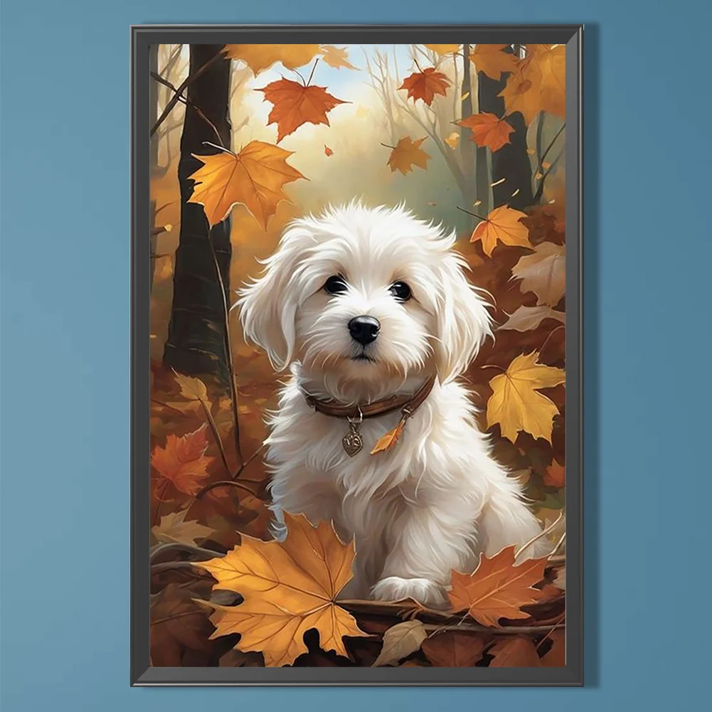 Diamond Painting - Full Round Drill - Deciduous Puppy(Canvas|40*60cm)