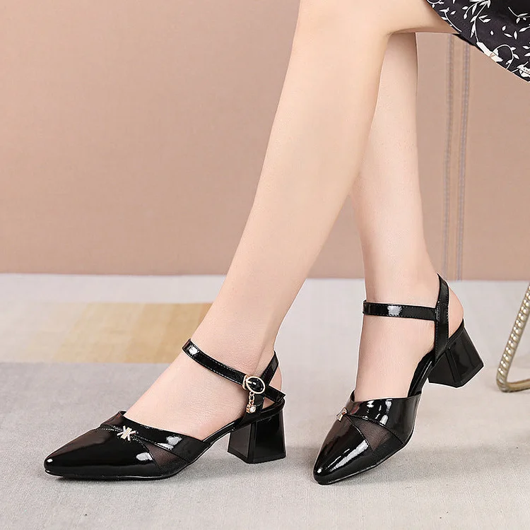 Stylish Patent Leather Buckle Sandals