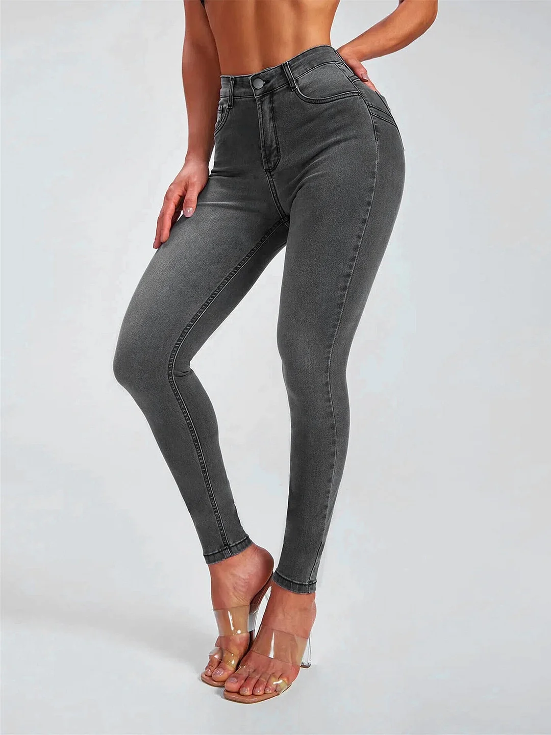 Women plus size clothing Women's High Waists Slim Stretch Jeans-Nordswear