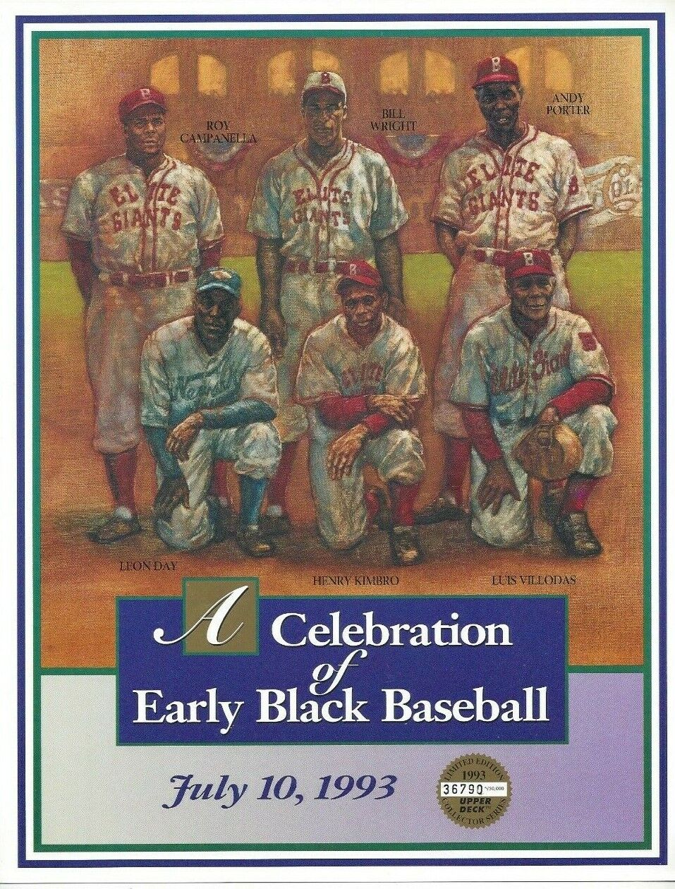 1993 A Celebration Of Early Black Baseball Upper Deck Print Limited Rare B826