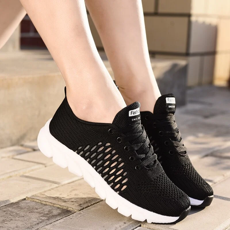 Qengg Spring New Designer Platform Sneakers Women Shoes Casual Air Mesh Female Flats Shoes For Woman