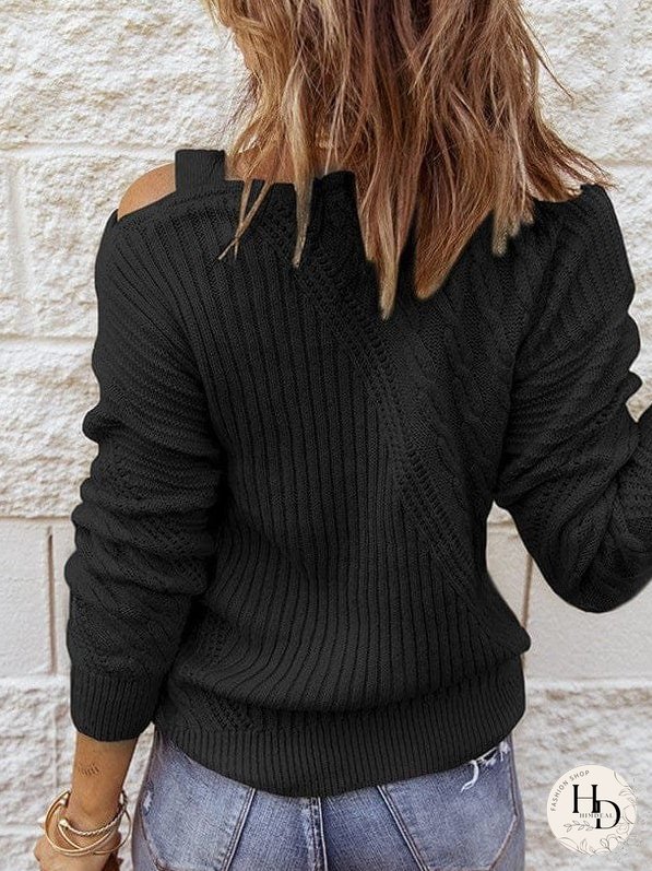 Unique Knit Sweater with Cutout Detail