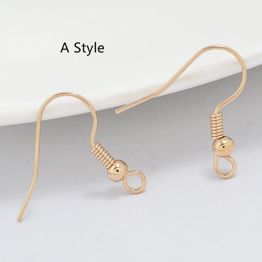 Real Gold Brass Earring Hooks with Ball,Shepherd Hook Ear Wires ,, French Hooks Fish Hooks,Earring Findings, Handmade Charm diy Jewelry