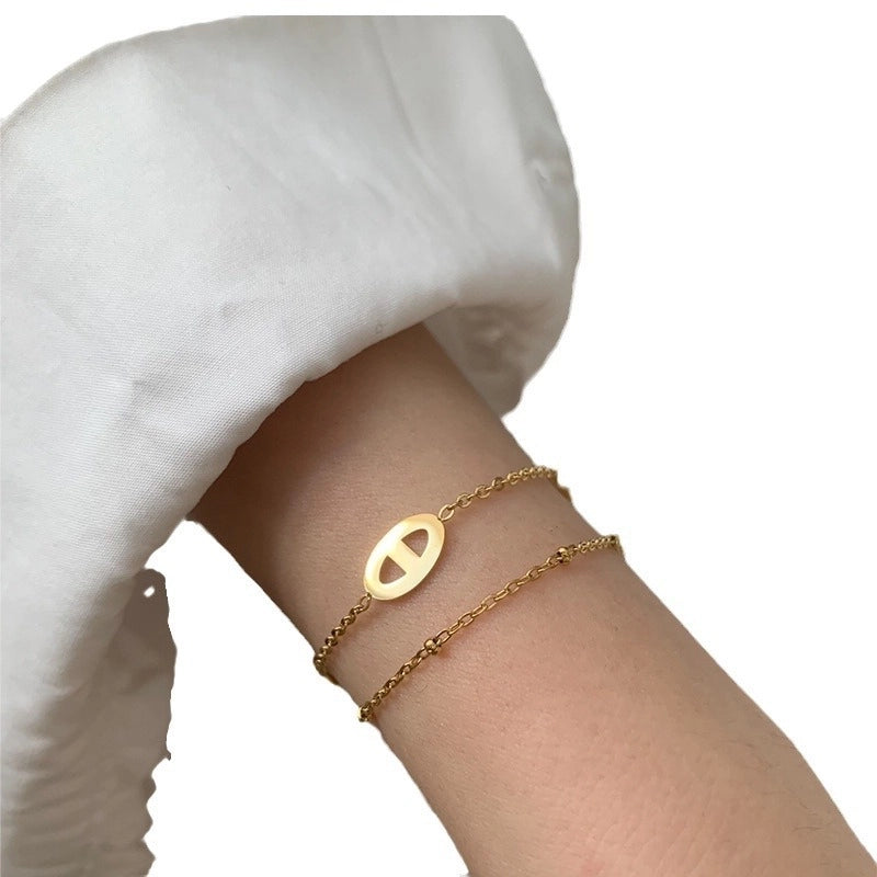 Basic Solid Color Titanium Steel Bracelets In Bulk