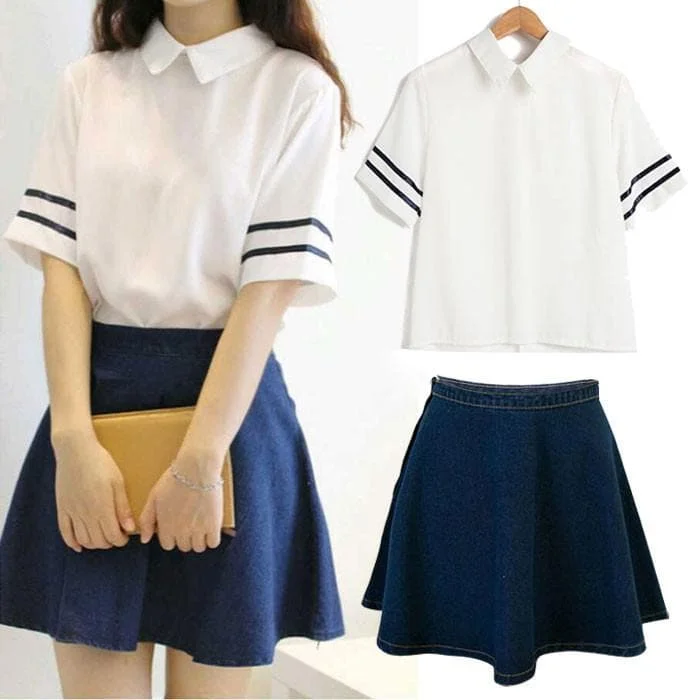 S-2XL Sweet Girl Shirt/Skirt/Twinset SP166457