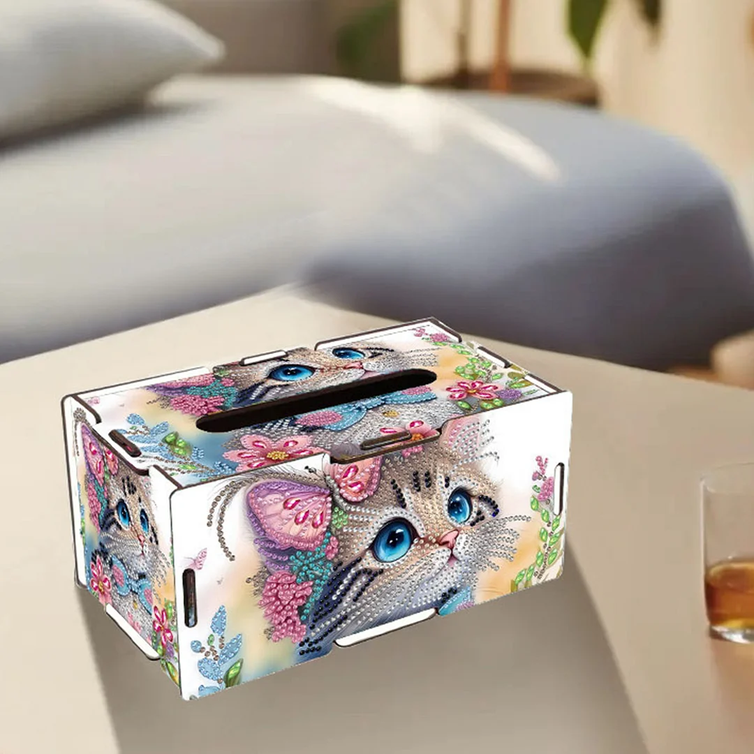 Wooden Diamond Painting Tissue Box for Home and Office Decoration(CZH014)