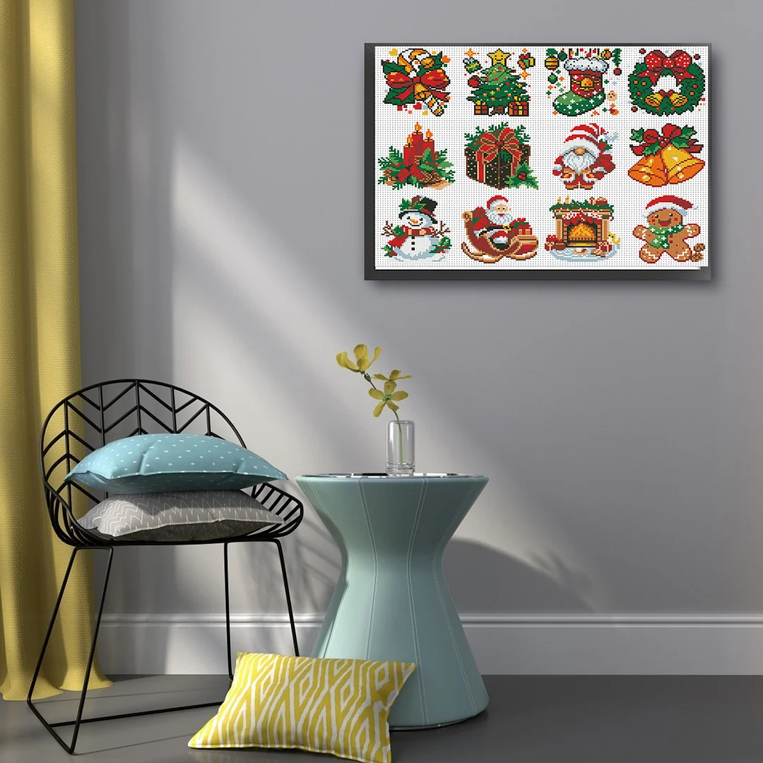 Christmas 12 Elements Partial 11CT DIY Stamped Cross Stitch Kits Gift 36x52cm