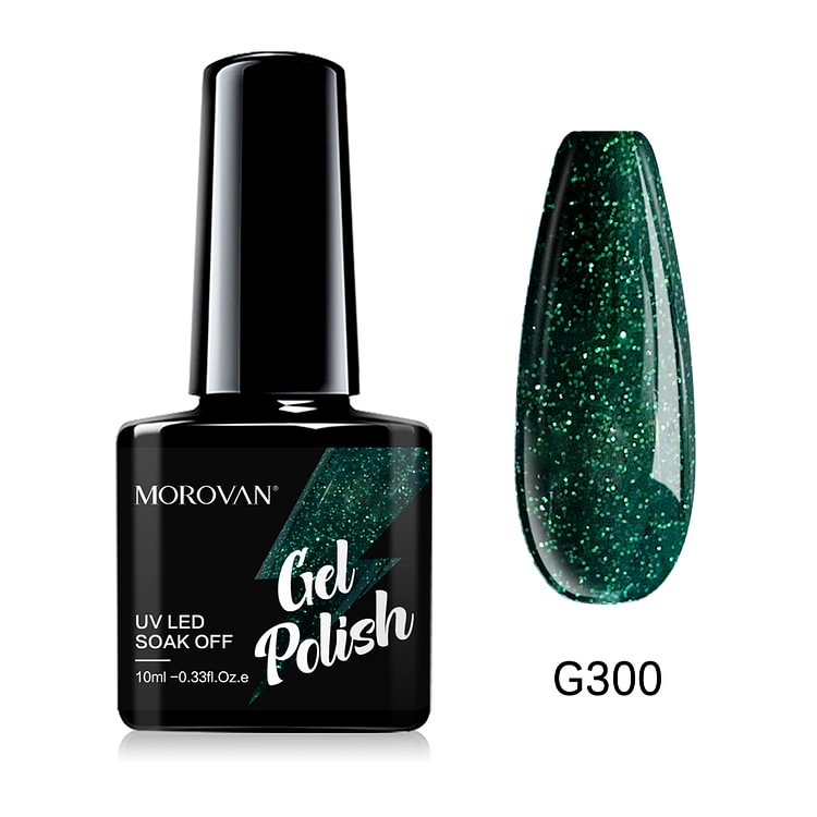 Morovan Dark Sea Green Gllitter Gel Nail Polish  G300