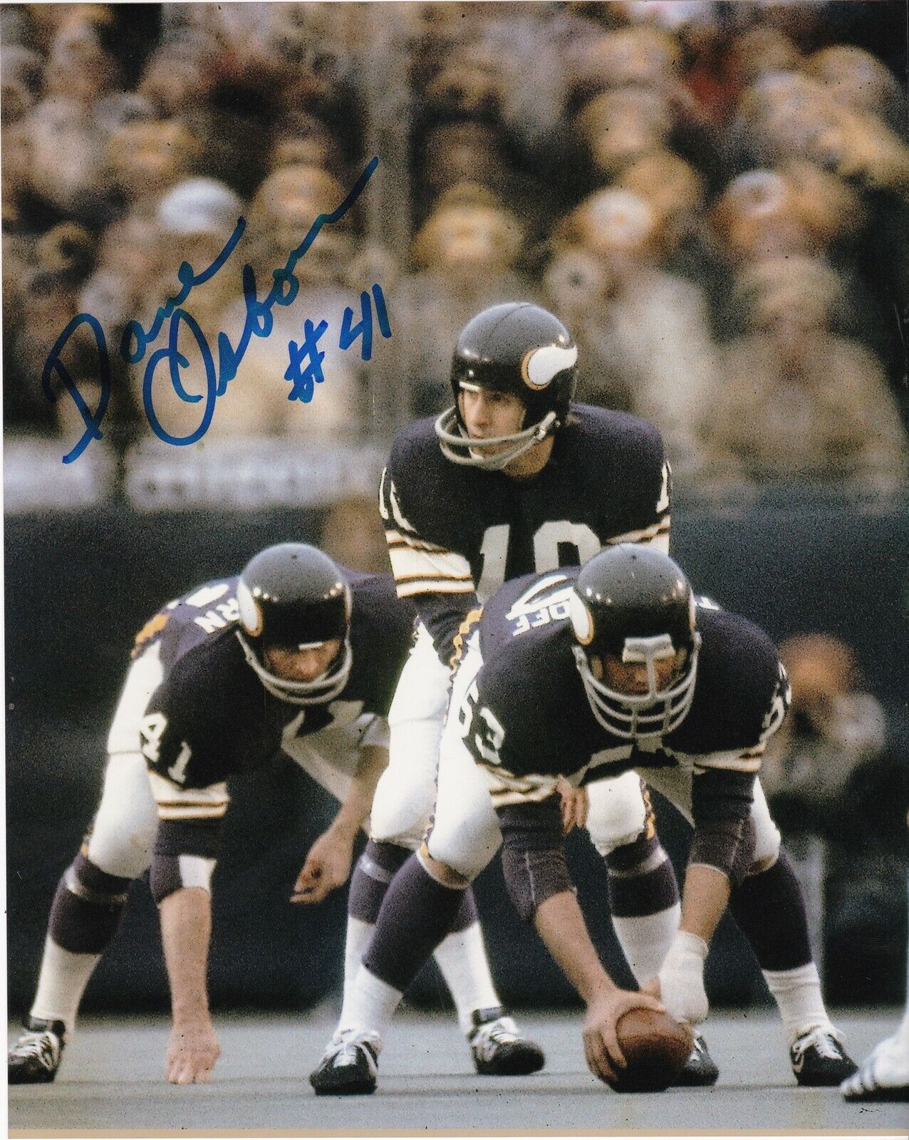 DAVE OSBORN MINNESOTA VIKINGS ACTION SIGNED 8x10