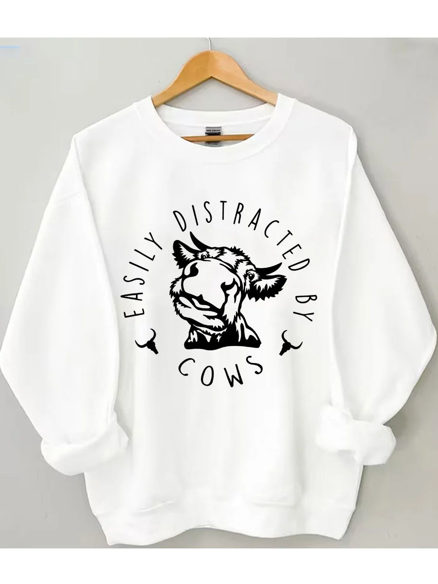 Easily Distracted By Cows Sweatshirt