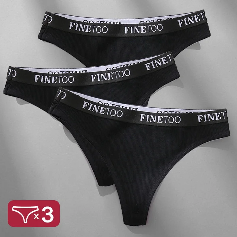 3PCS/Set Women's Panties Cotton Lingerie Female Underpants Sexy Briefs Thong G-String Finetoo Design Intimates T-back Pantys