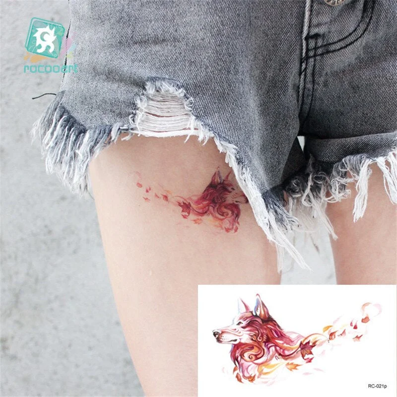 Rocooart Animal Waterproof Temporary Tattoo Sticker Flamingo Cat Fox Tatoo Body Art Women New Fake Taty Tatuaje Cute Small Tatto