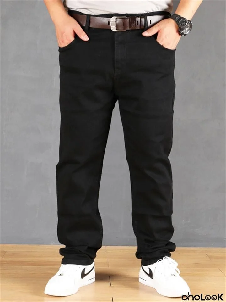 Exquisite Black Business Loose Straight-Leg Casual Jeans