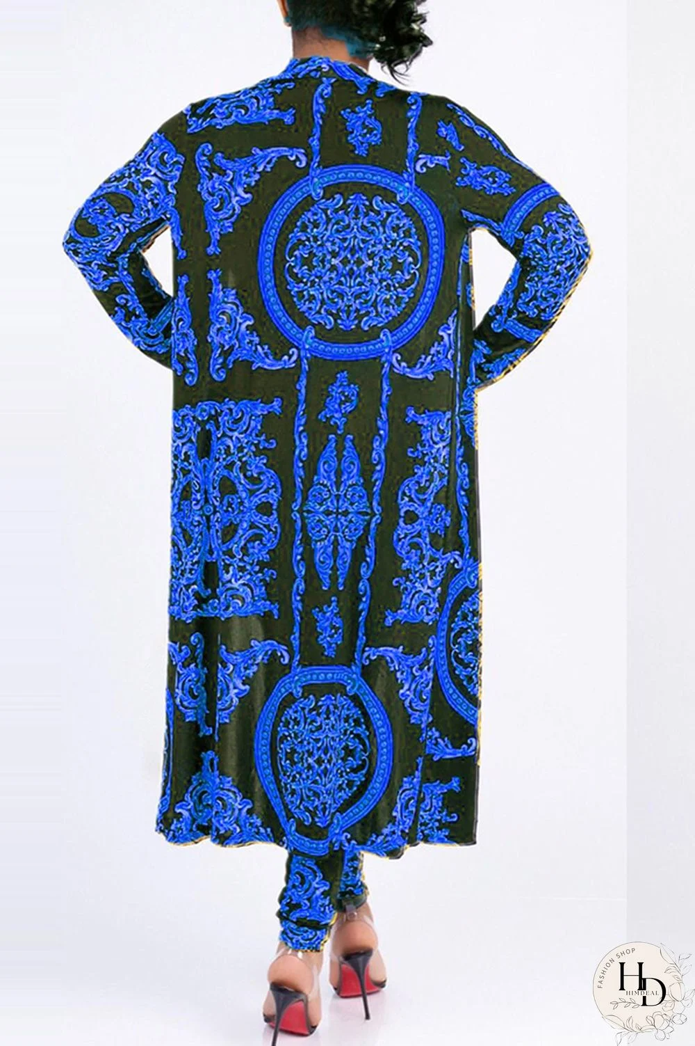 Blue Casual Printed Blending Two-piece Pants Set(Without T-shirt)