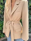 Solid Color Belt Blazer