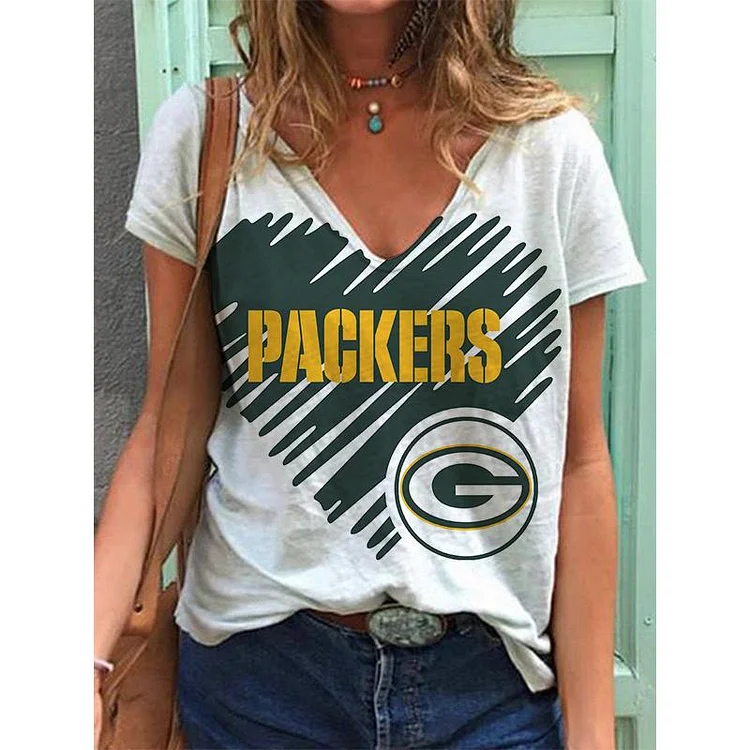 Green Bay Packers Lightweight Short Sleeve V-Neck T-Shirt