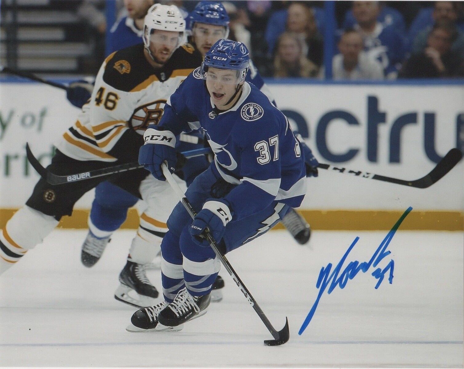 Tampa Bay Lightning Yanni Gourde Signed Autographed 8x10 Photo Poster painting COA #5