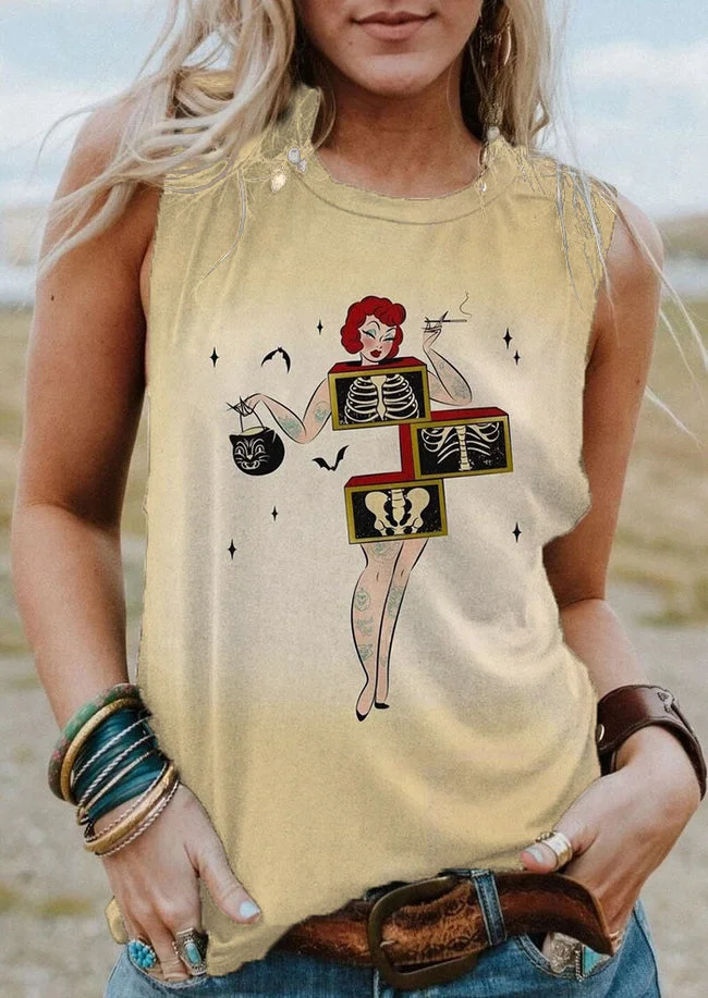 Retro Halloween Girls' Printed Tank Top