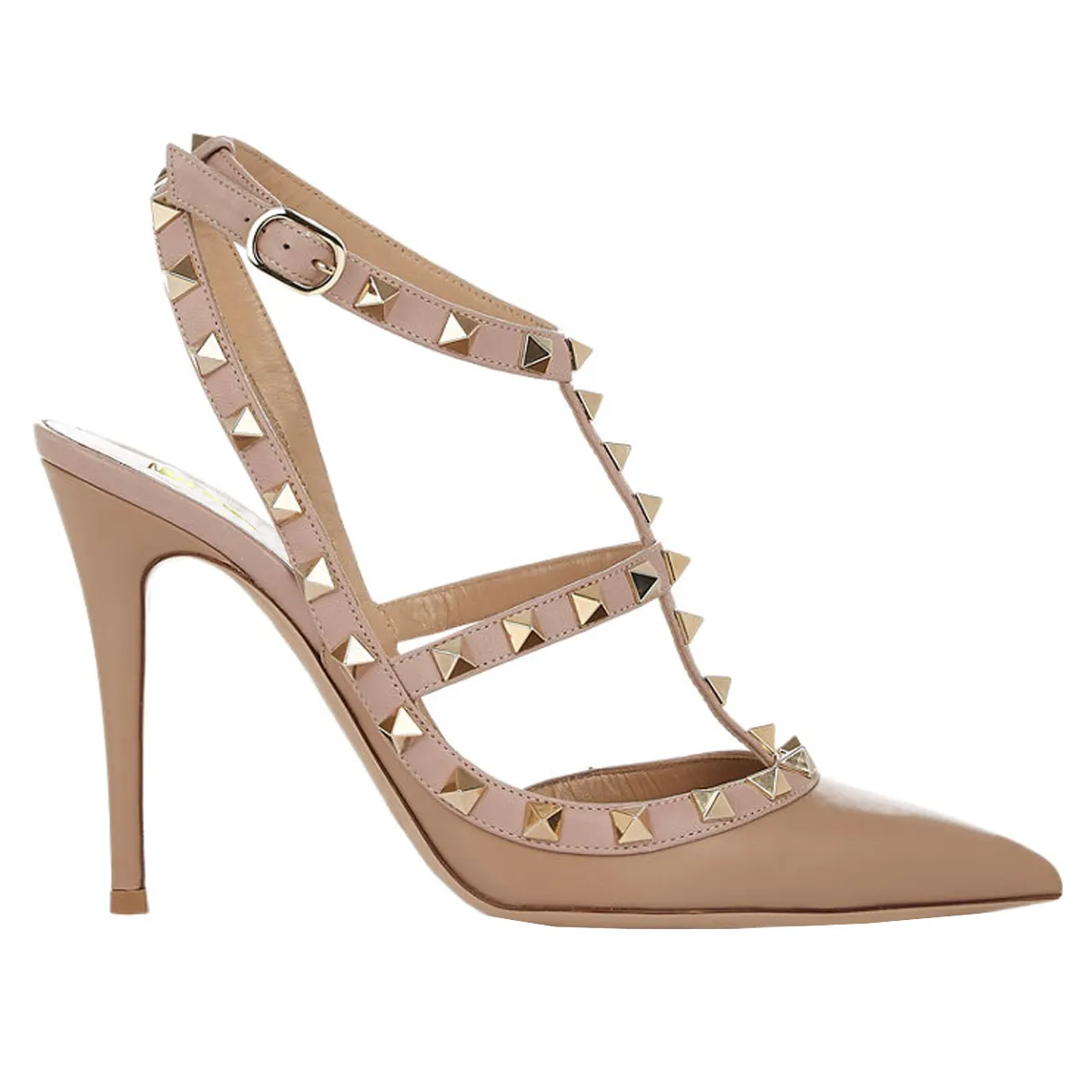 100mm High Heels Rivets Sandals Beige Matte-vocosishoes
