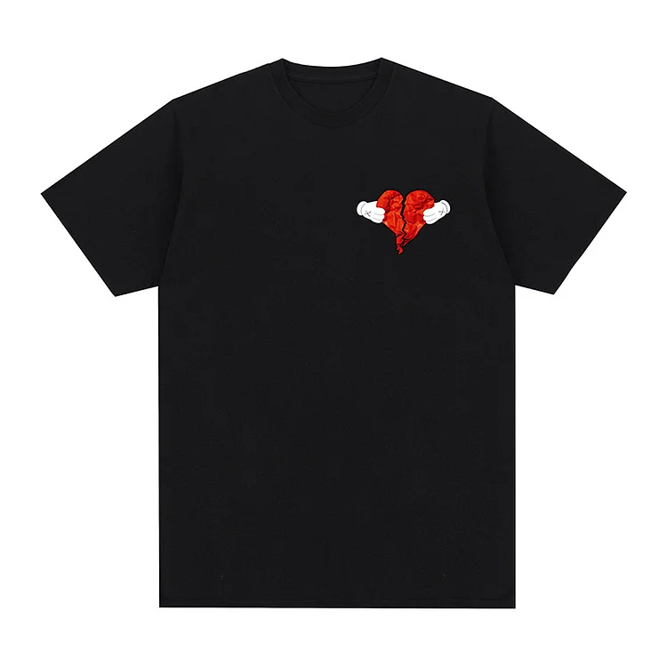 Kanye West Heart Hip Hop T-shirt Vintage Cotton Men T-Shirt at Hiphopee
