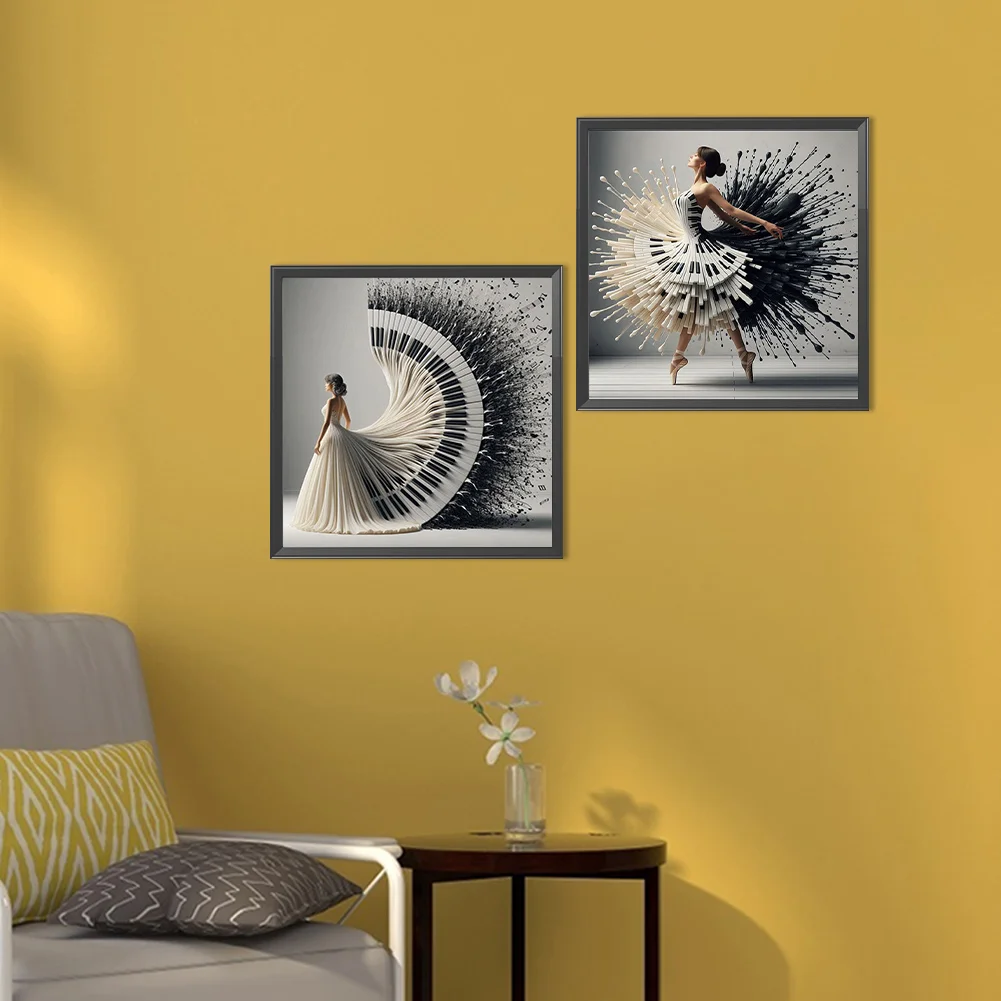 2pcs Diamond Painting - Full Round Drill - Piano Beauty(Canvas|40*40cm)