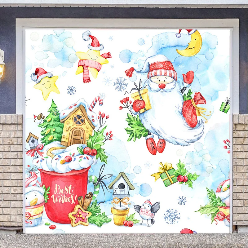 Christmas snowman Garage Door Decor Mural for Double Car Garage
