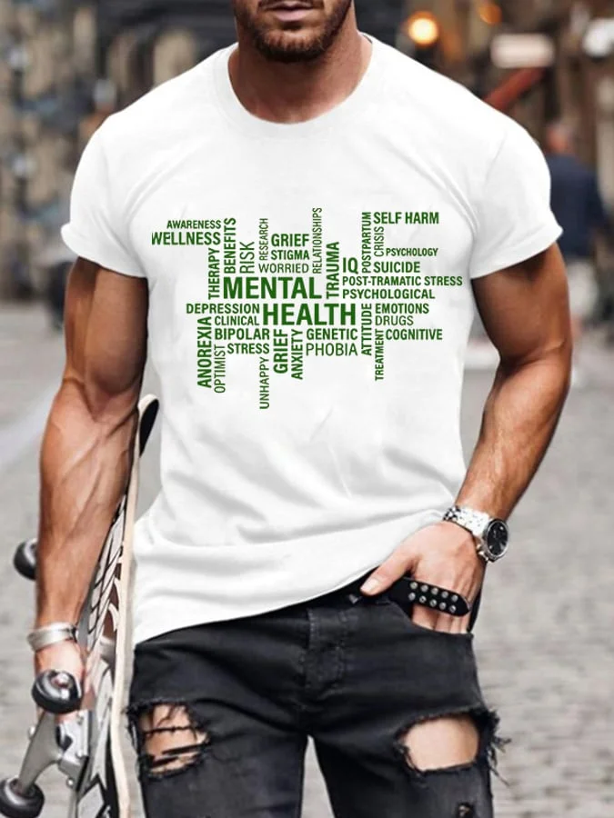 Mental Health Matters Casual Print Short Sleeve T-Shirt socialshop