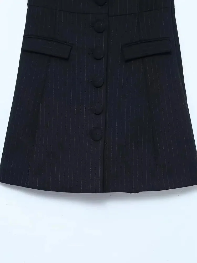 Nncharge Women Dress 2023 Spring Black Waist Sexy Off Shoulder Mirror Button Mini Dress