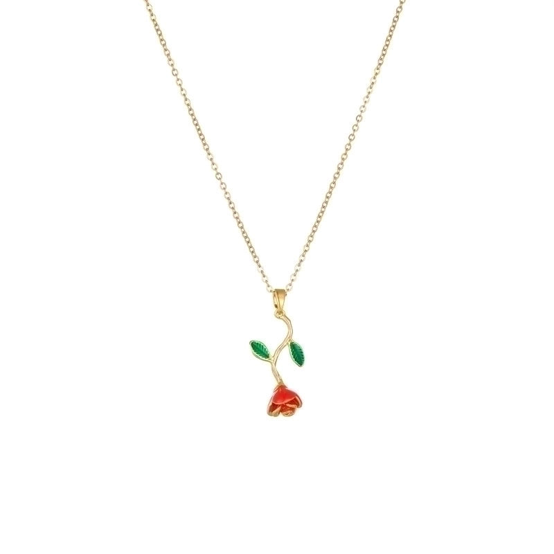 Copper Gold Plated Minimalist Classic Style Flower Plating Pendant Necklace