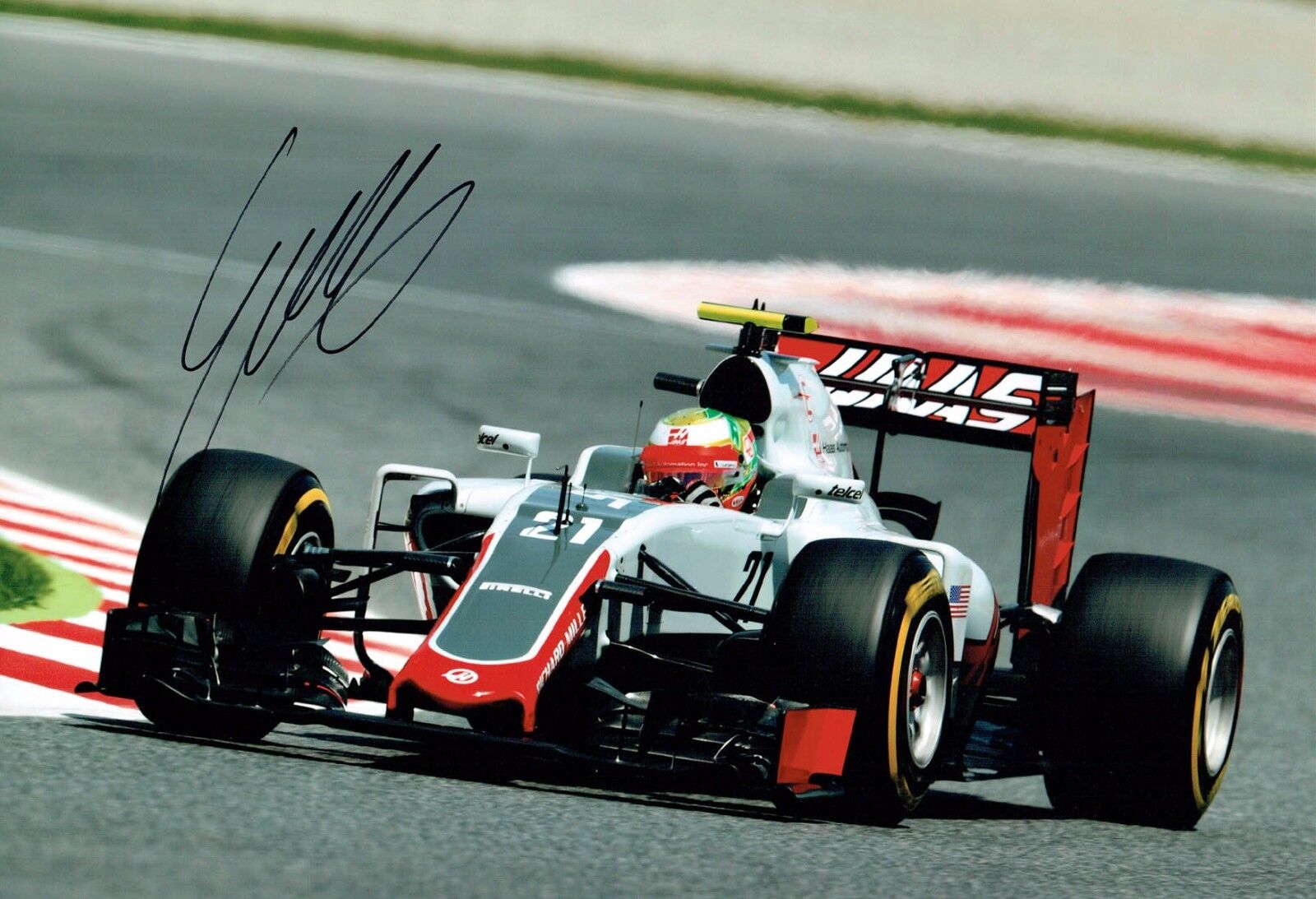 Esteban GUTIERREZ SIGNED HAAS Driver F1 Race Photo Poster painting 1 AFTAL COA Autograph