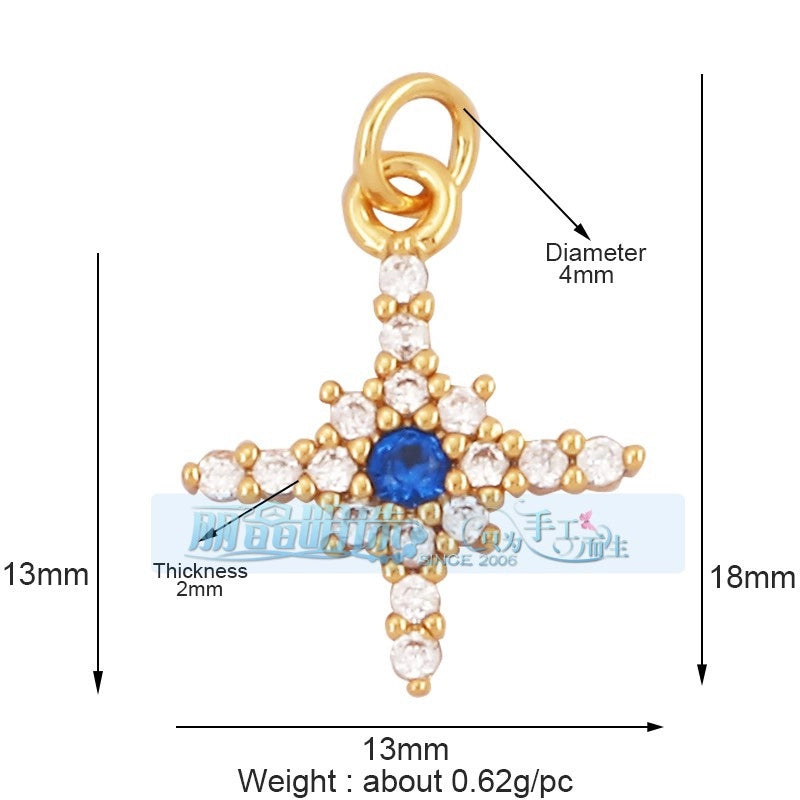 1 Piece 15 * 21mm 18 * 23mm 9*16mm Copper Zircon Sun Star Lightning Pendant Jewelry Accessories