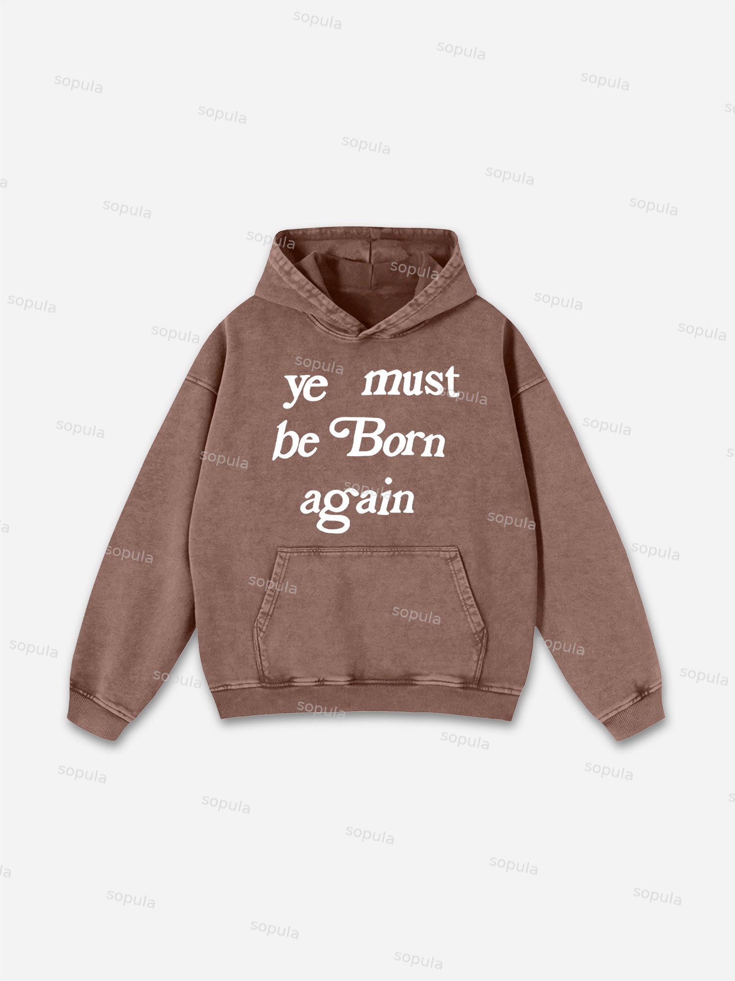 Ye Must Be Born Again Graphic Acid Washed Hoodie - Sopula｜Premium Graphic Tees & Graphic Clothing