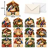 12Pcs DIY Pearl Diamond Painting Christmas Cards, 3D Greeting Card Craft Kits with Resin Pearls, Handmade Holiday Cards for Adults, Christmas Gifts & Decorations