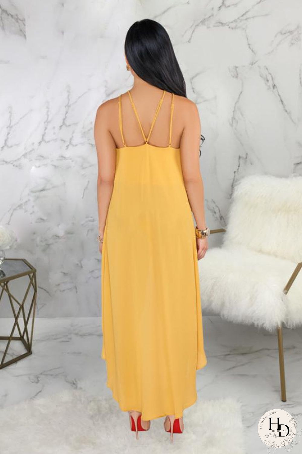 Red Polyester Sexy Fashion Tank Sleeveless O neck Asymmetrical Ankle-Length Patchwork Solid asymmetrical