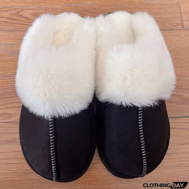 Faux Suede Center Seam Slippers